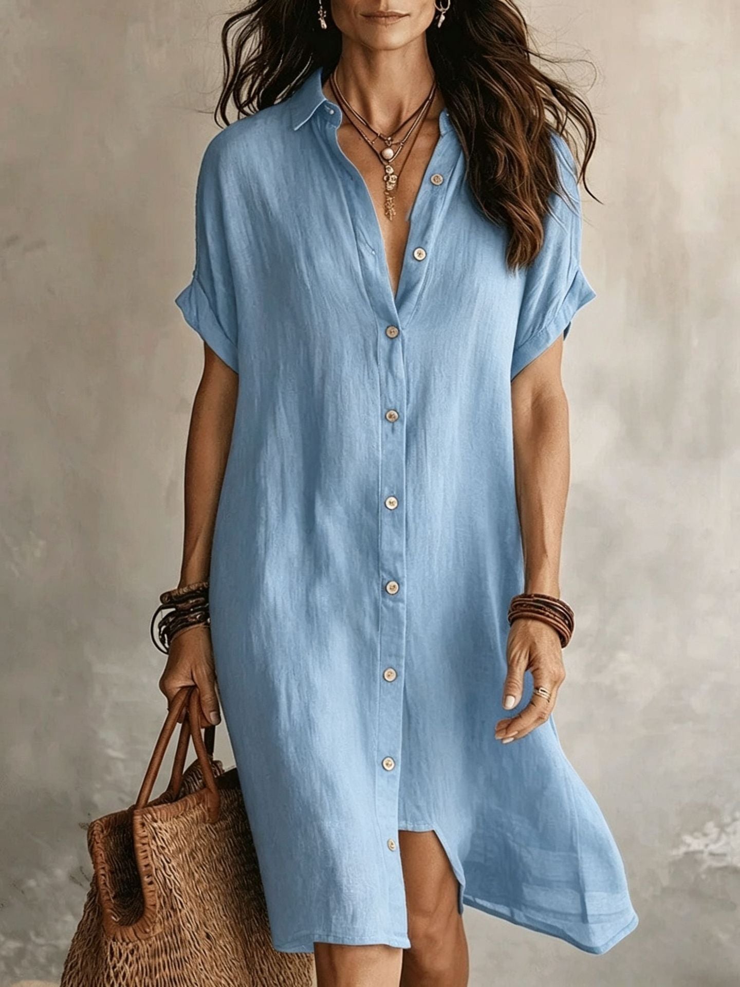 Vestido midi de lino