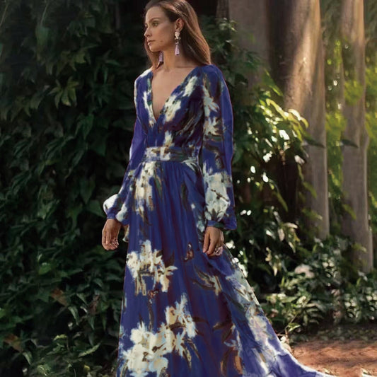 Vestido estampado de manga larga