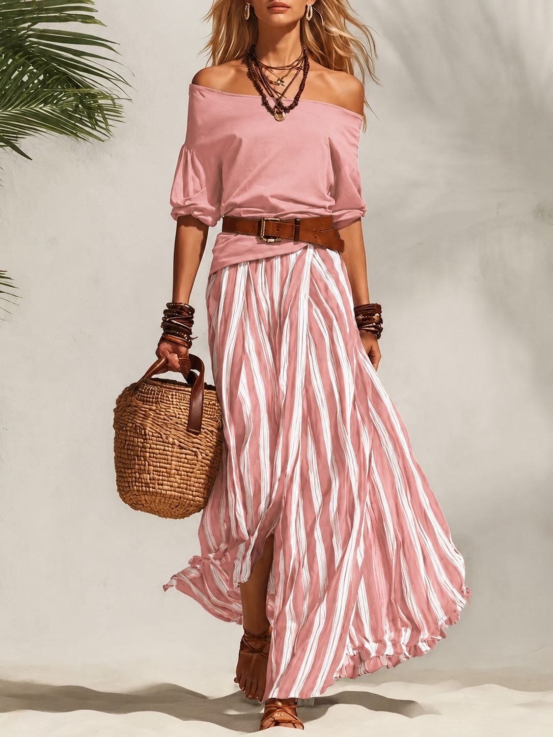 Conjunto de top y falda con abertura