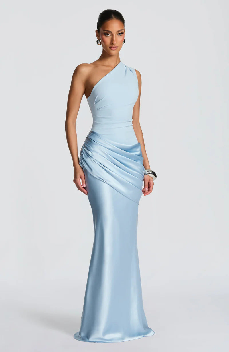 One Shoulder Satin Mermaid Dress