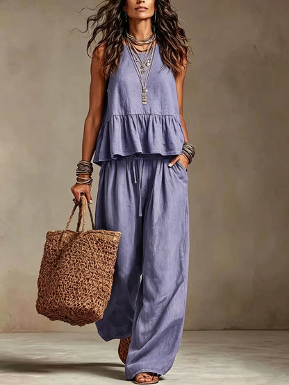 Conjunto casual de pierna ancha