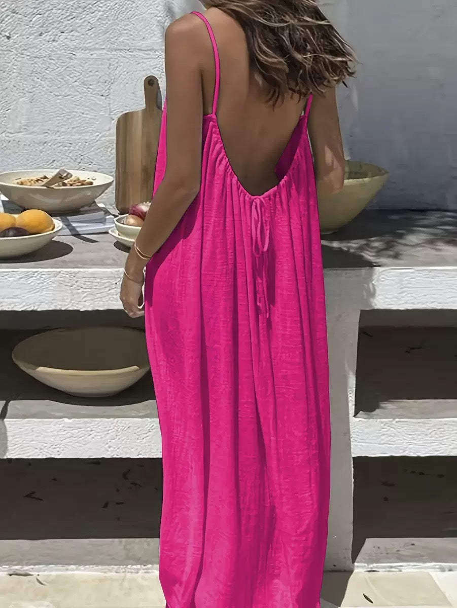 vestido holgado con espalda abierta