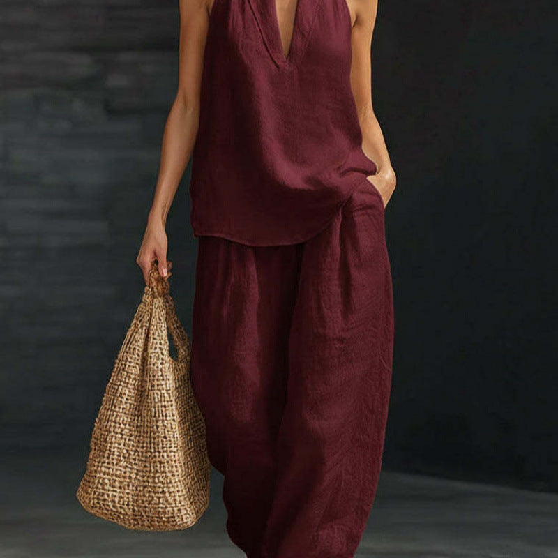 Conjunto casual de cuello halter