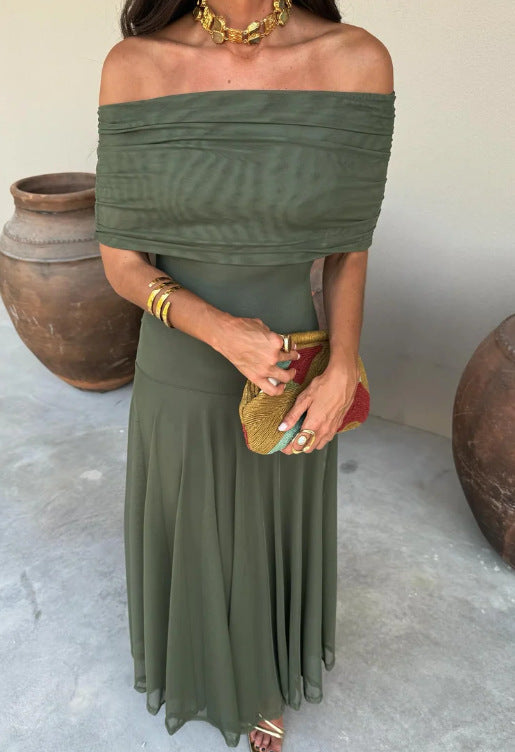 Vestido palabra de honor falda larga