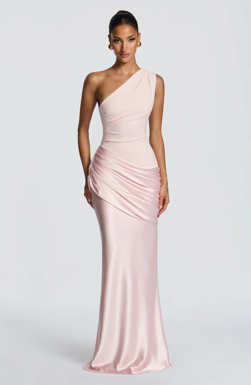 One Shoulder Satin Mermaid Dress