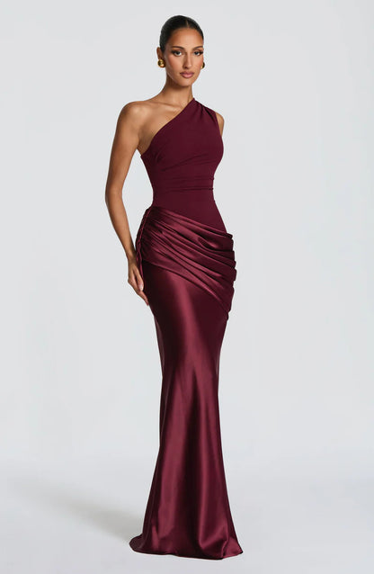 One Shoulder Satin Mermaid Dress