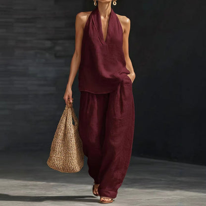 Conjunto casual de cuello halter