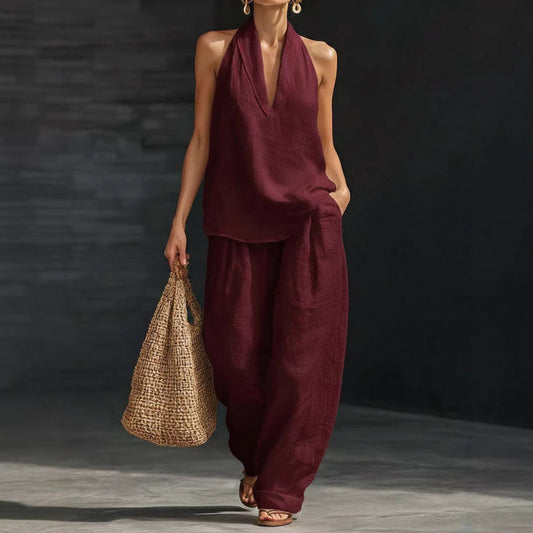 Conjunto casual de cuello halter