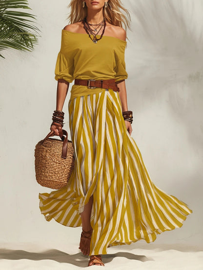 Conjunto de top y falda con abertura
