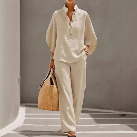 Conjunto casual de blusa y pantalón