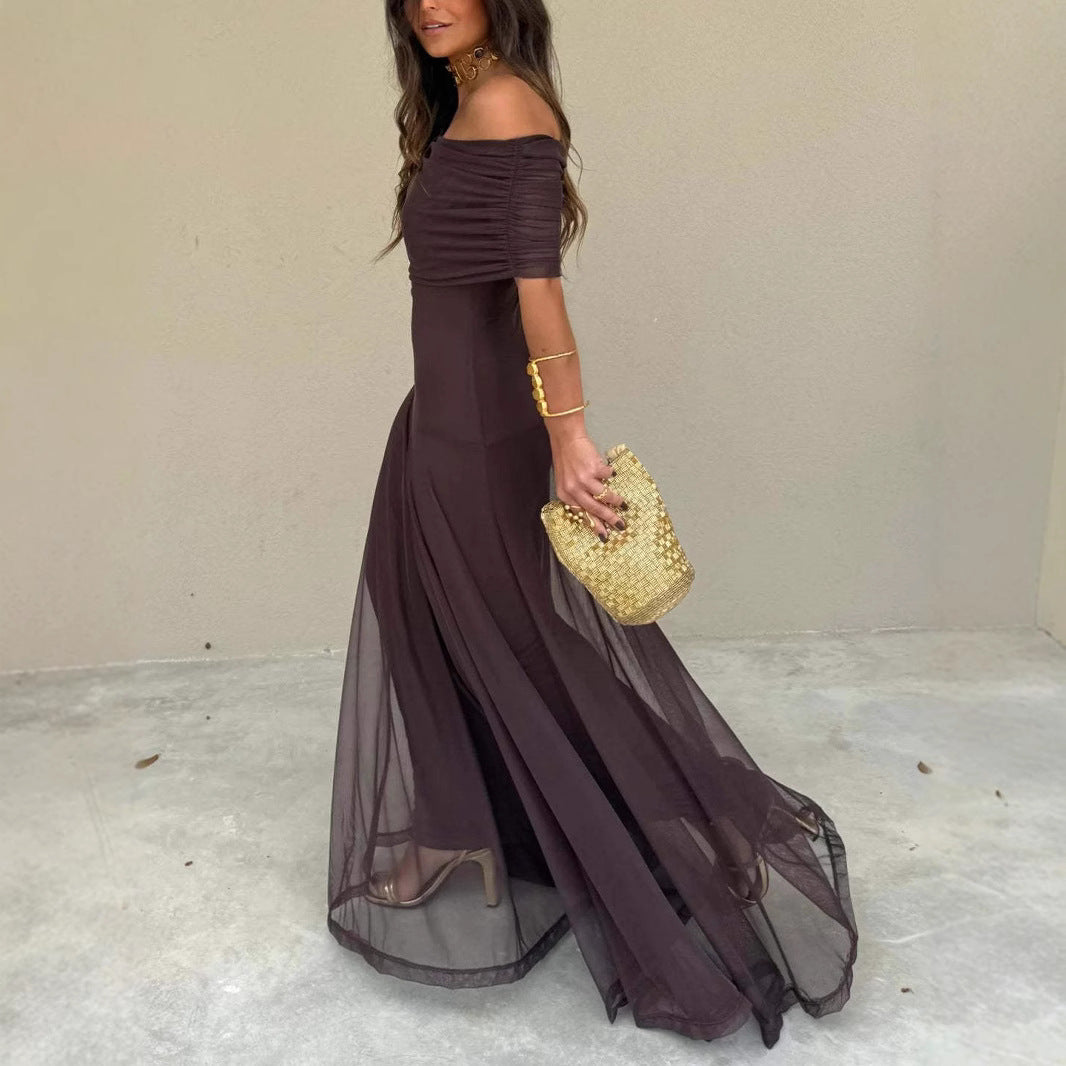 Vestido palabra de honor falda larga