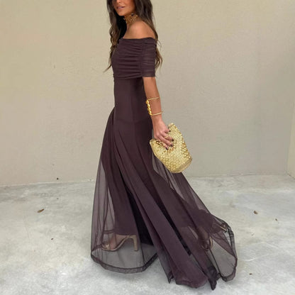 Vestido palabra de honor falda larga
