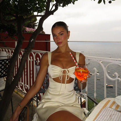 Pleated Strap A-Line Dress