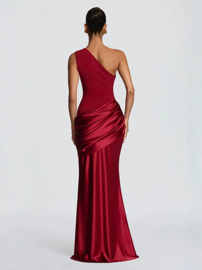 One Shoulder Satin Mermaid Dress