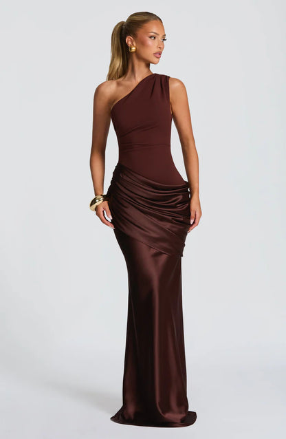 One Shoulder Satin Mermaid Dress