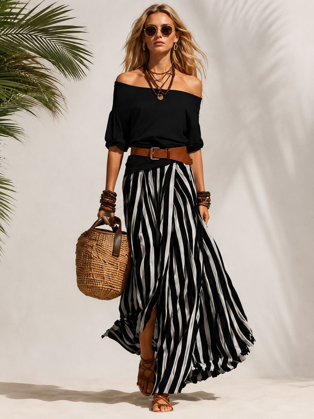 Conjunto de top y falda con abertura