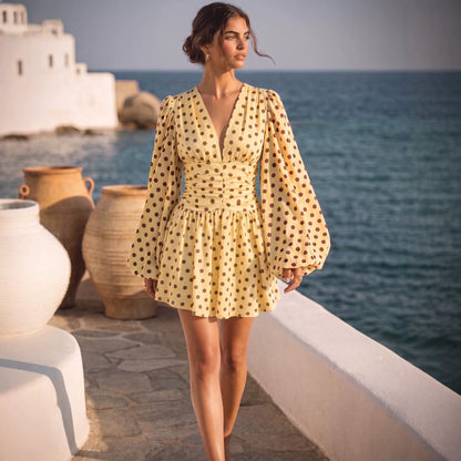 Vestido retro con mangas farol