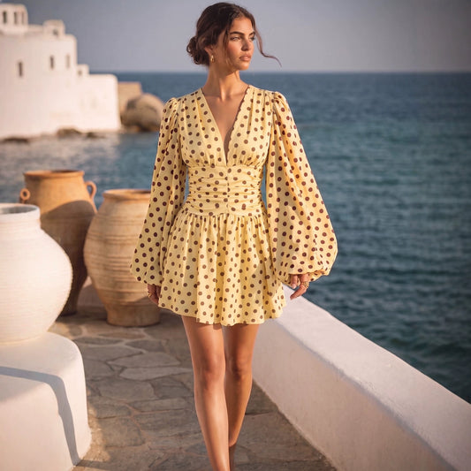 Vestido retro con mangas farol