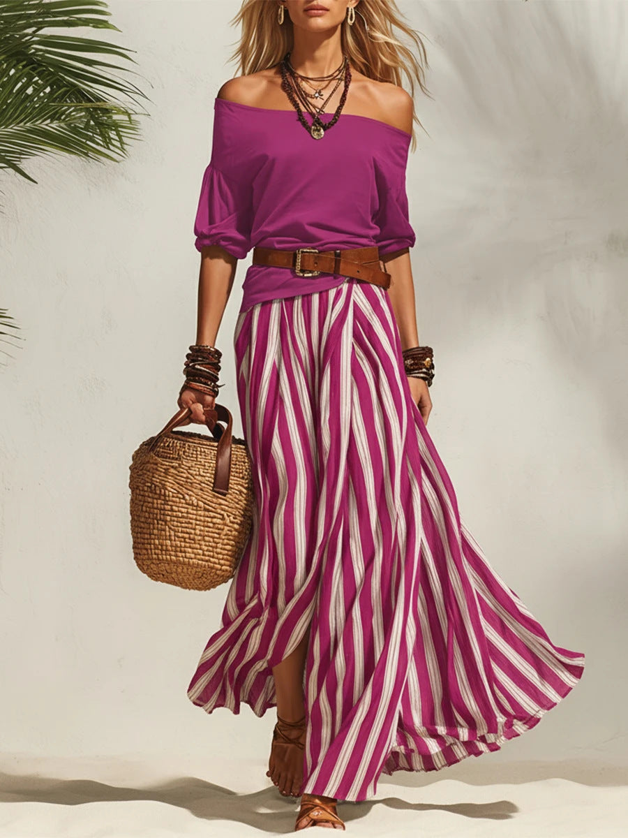 Conjunto de top y falda con abertura