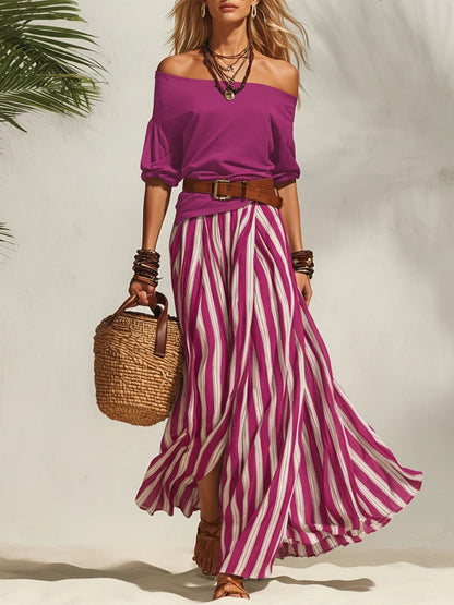 Conjunto de top y falda con abertura