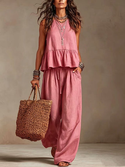 Conjunto casual de pierna ancha