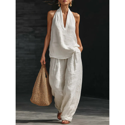Conjunto casual de cuello halter