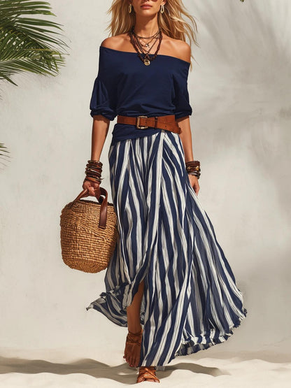 Conjunto de top y falda con abertura