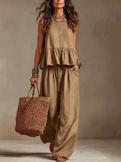Conjunto casual de pierna ancha