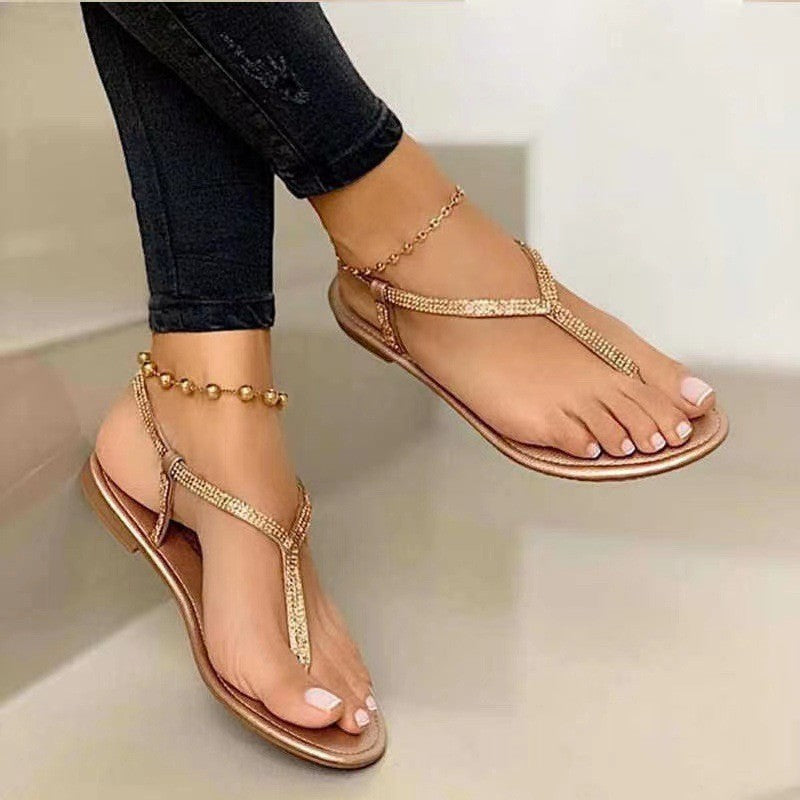 Sandalias planas con pedrería