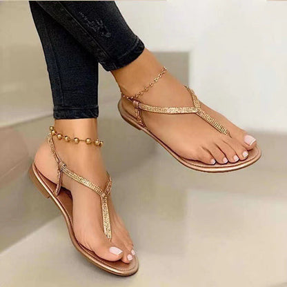Sandalias planas con pedrería