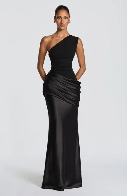 One Shoulder Satin Mermaid Dress