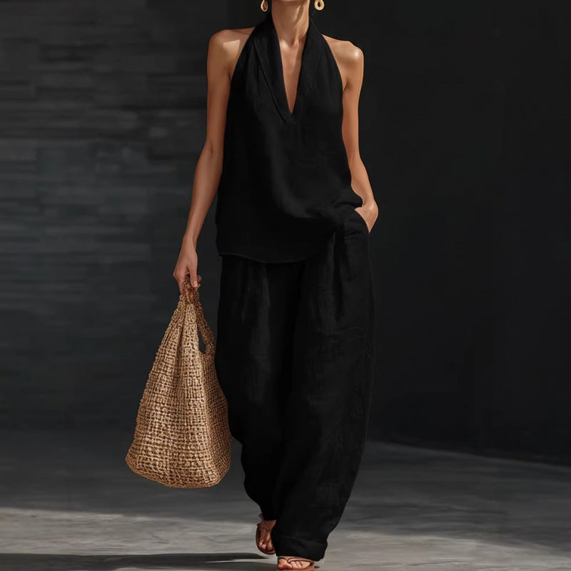 Conjunto casual de cuello halter