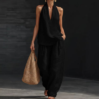 Conjunto casual de cuello halter