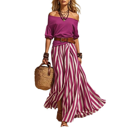 Conjunto de top y falda con abertura
