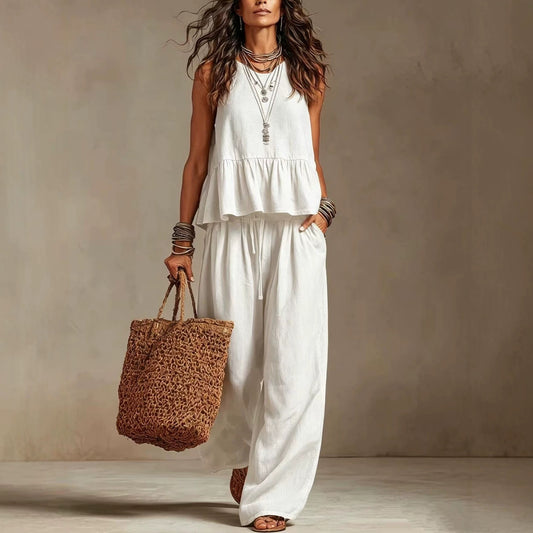 Conjunto casual de pierna ancha