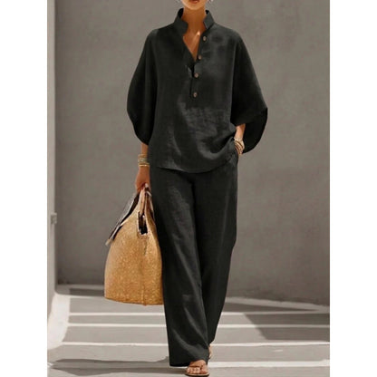 Conjunto casual de blusa y pantalón