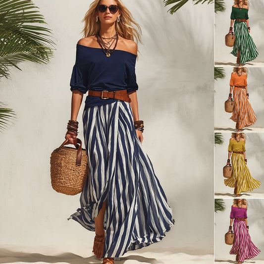 Conjunto de top y falda con abertura