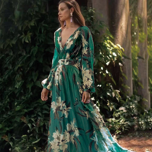 Vestido estampado de manga larga