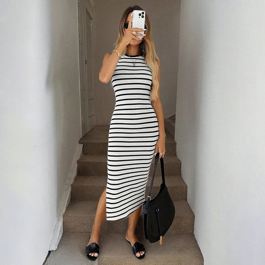 Vestido de punto a rayas
