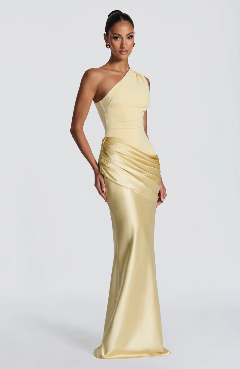 One Shoulder Satin Mermaid Dress