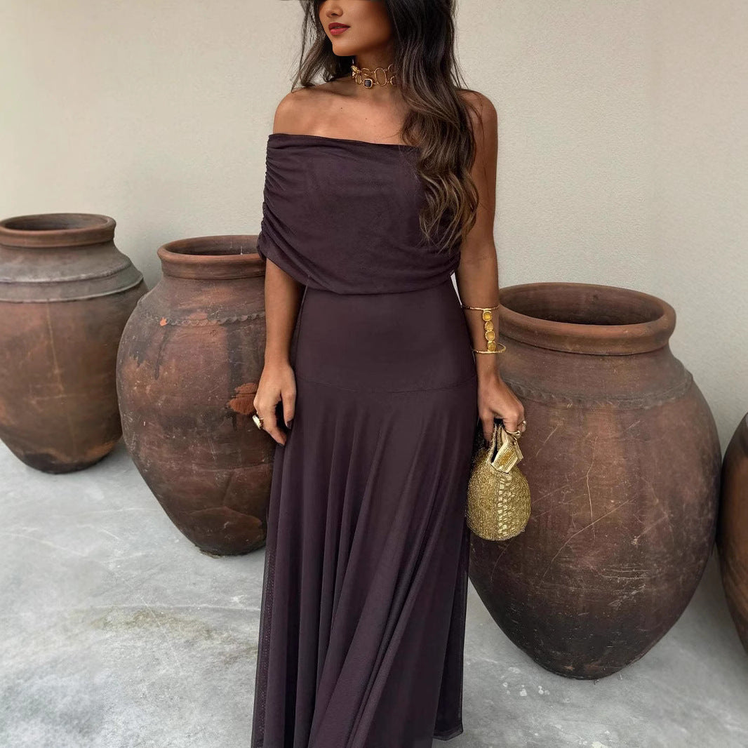 Vestido palabra de honor falda larga