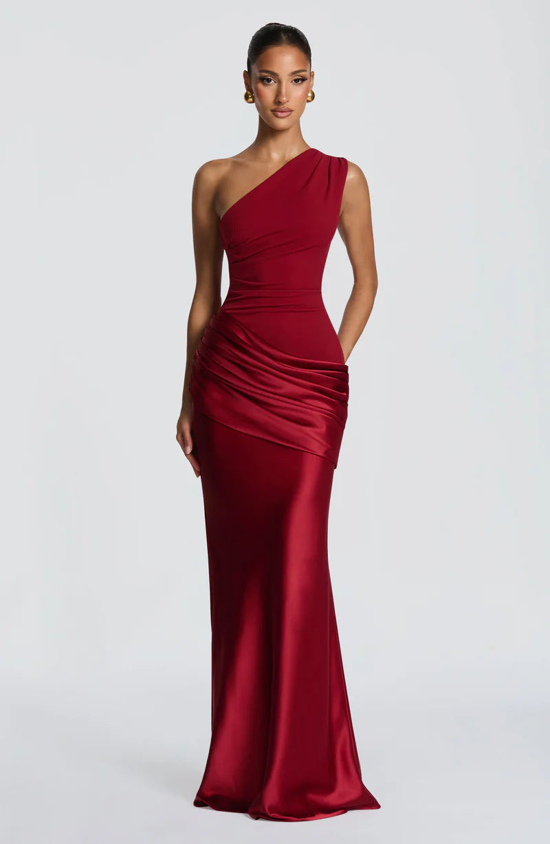 One Shoulder Satin Mermaid Dress