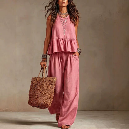 Conjunto casual de pierna ancha