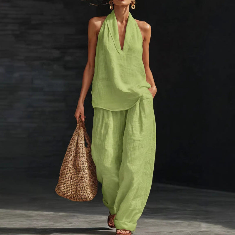 Conjunto casual de cuello halter