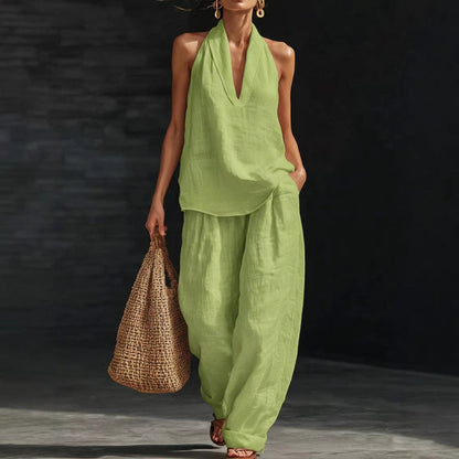 Conjunto casual de cuello halter