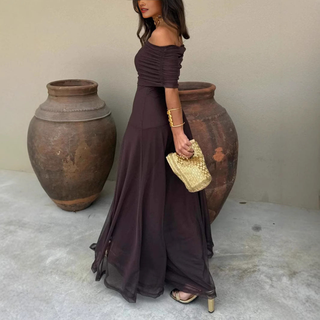 Vestido palabra de honor falda larga