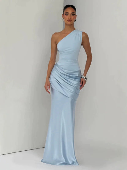 One Shoulder Satin Mermaid Dress