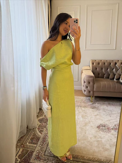 Vestido largo asimetrico