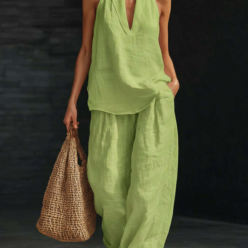 Conjunto casual de cuello halter