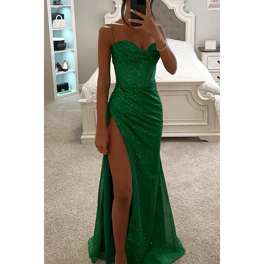 Vestido de brillo con tirantes